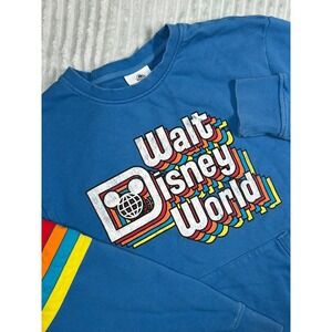 Walt Disney World Parks Crewneck Sweatshirt Mens M Rainbow Kangaroo Pocket *Flaw